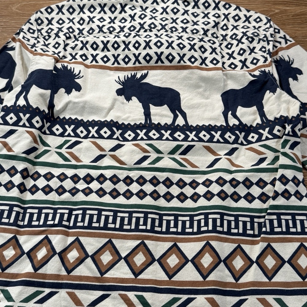 Chaps Men's S Moose Print Button Down Shirt Untucked 100% Cotton NWT Cabin Core - Picture 12 of 12